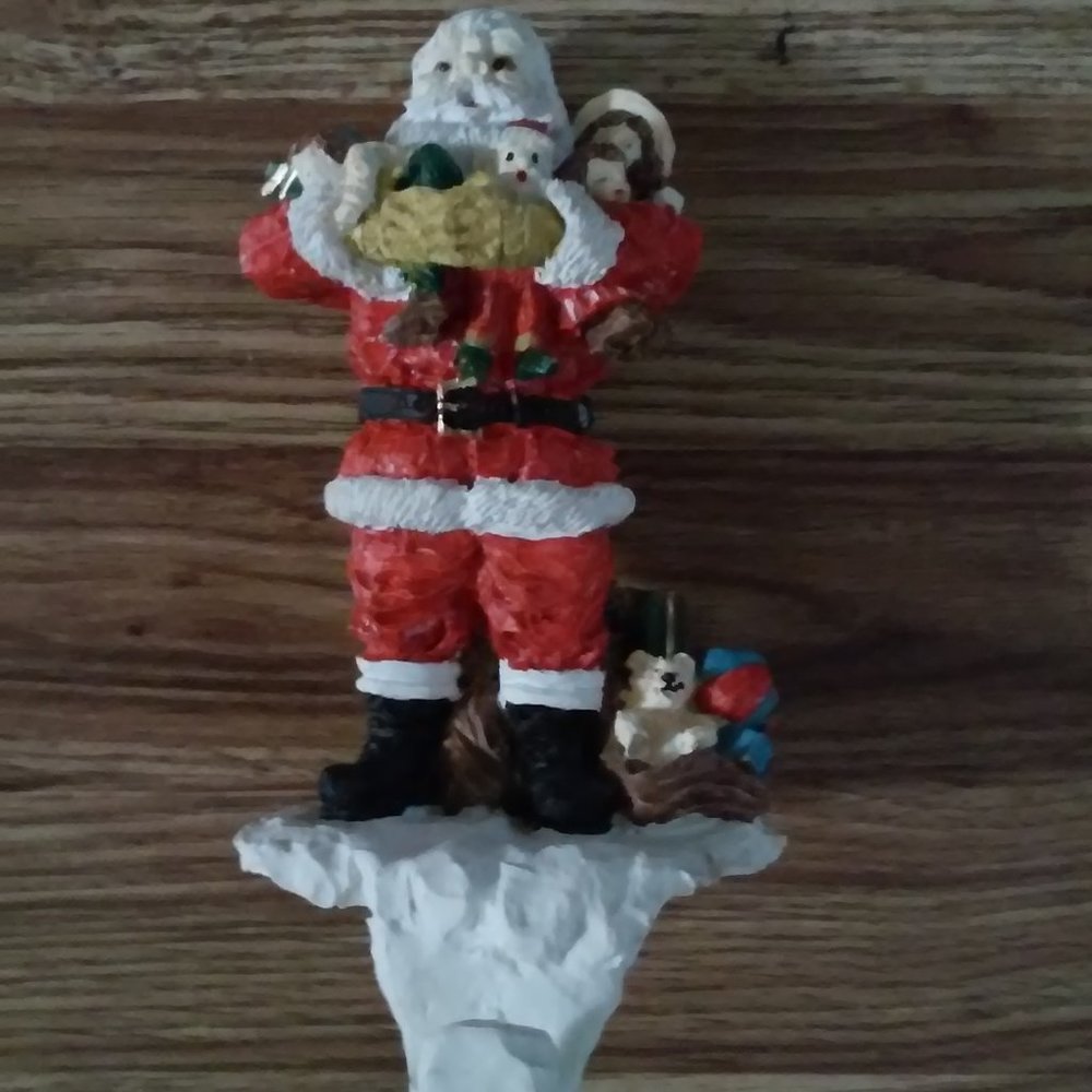 Heavy Ceramic Santa Christmas Stocking Holder Perfect Condition 7" Tall